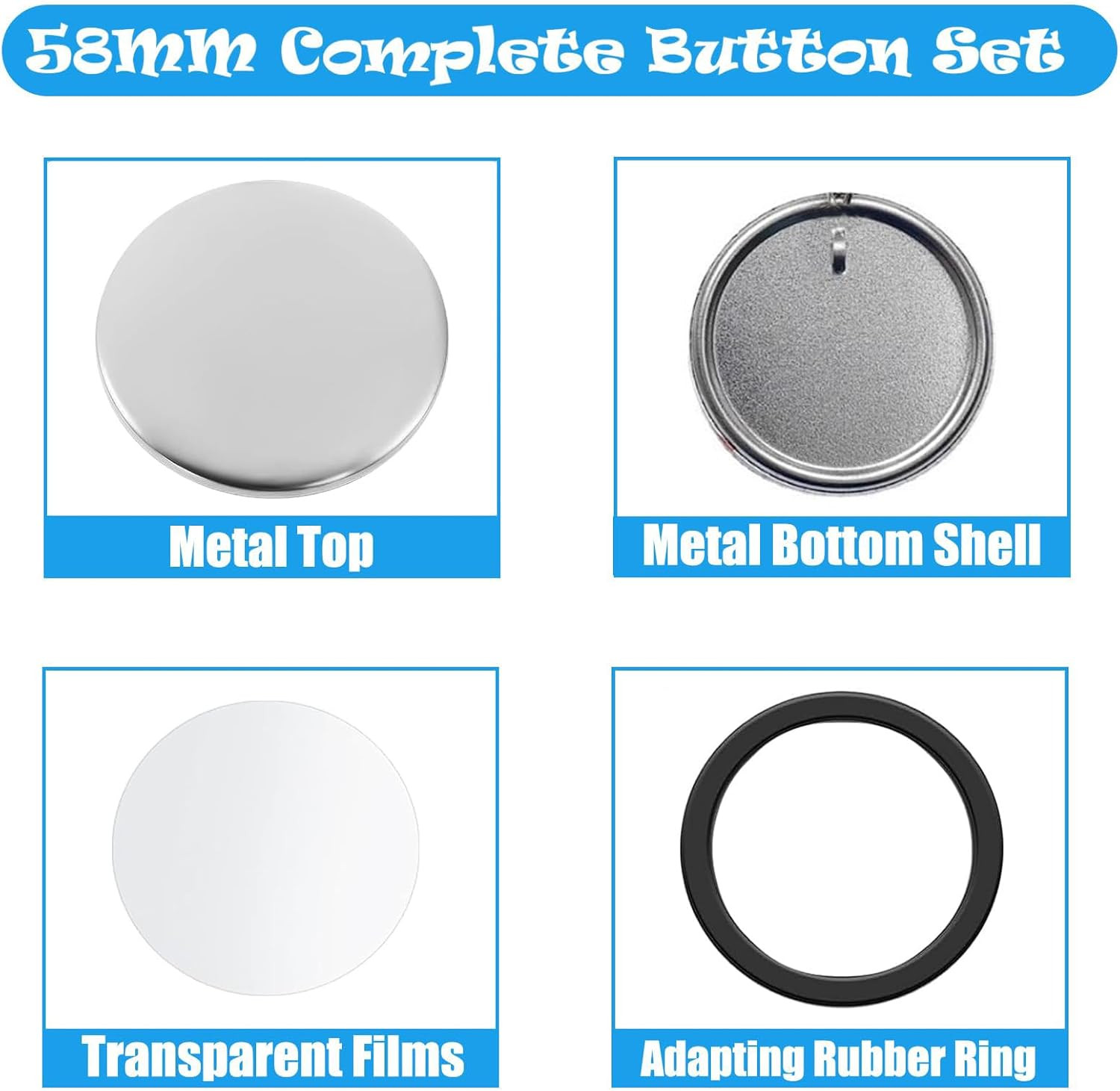 200 PCS 58Mm/2.25 Inch Button Maker Keychains Supplies, Metal Badge Sets with Me