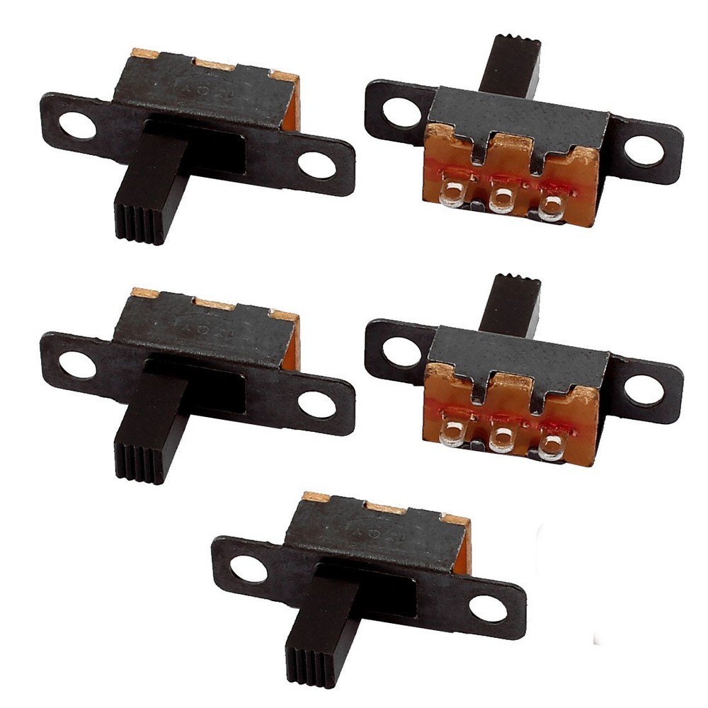 5Pcs 2 Position 3P SPDT Panel Mount Micro Slide Switch Latching Toggle Switch