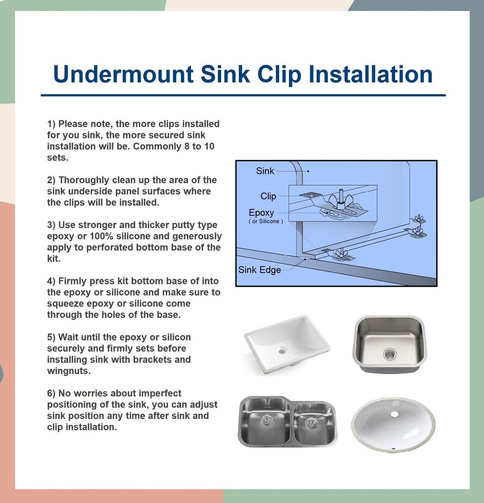 Sink Clips, Undermount Sink Brackets, Bathroom Kitchen Ceramic Stainless Stee...