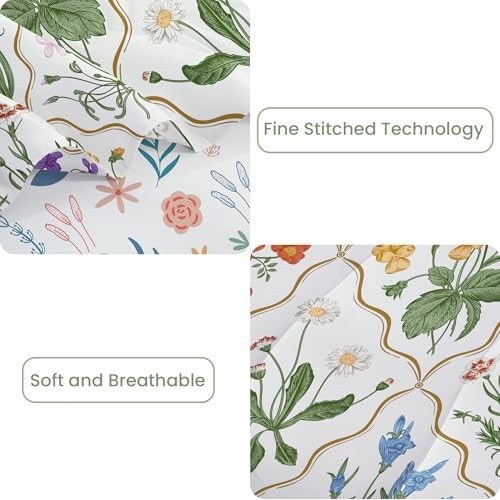 Floral Comforter Set with Sheets, 7 Piece King Flower - Green Patchwork Leaf