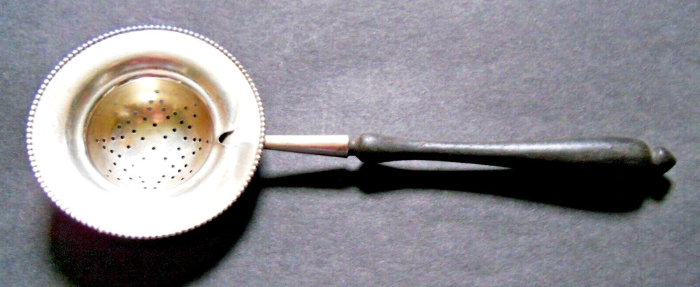 Sterling Silver Antique Tea Strainer Wood Handle