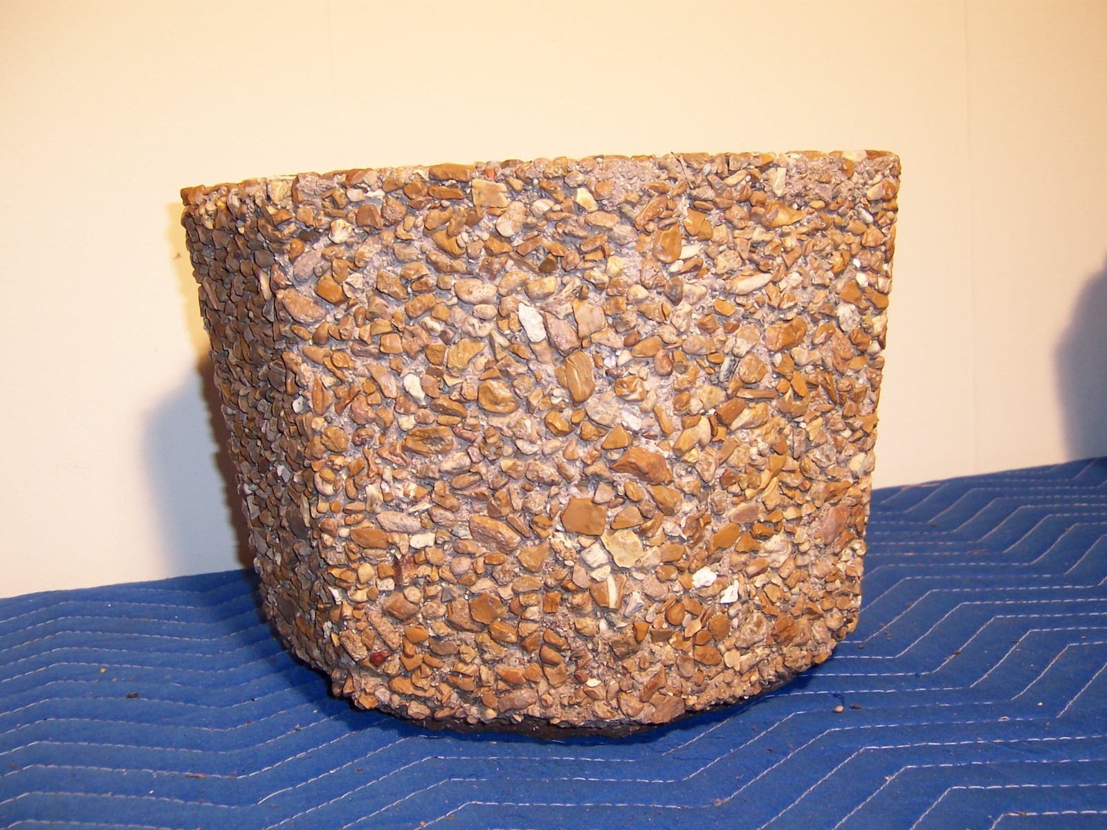 Vintage Exposed Aggregate Octagon Concrete Garden Planters Pair