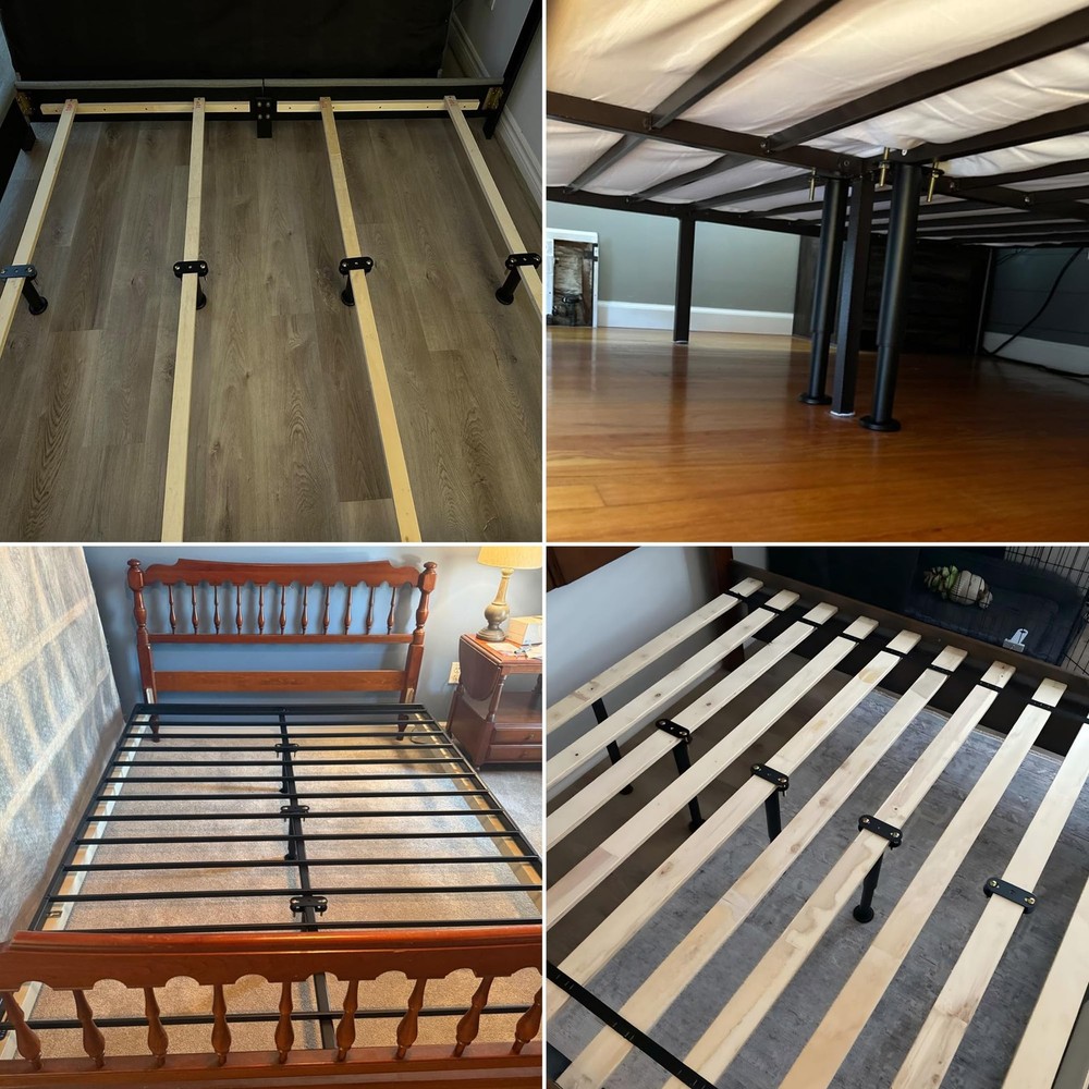4Pcs Adjustable Height Bed Frame Support Leg, Extra Sturdy Steel Bed Frame Su