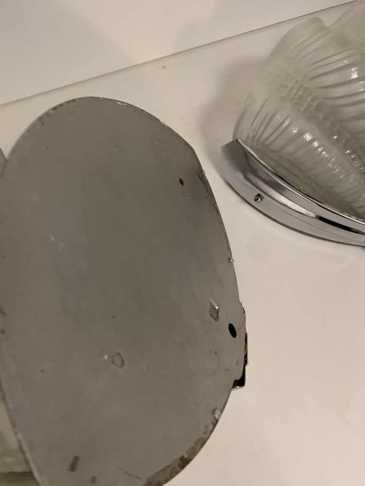 Art Deco sconces Odeon Clam Shell Wall Lights Chrome Base