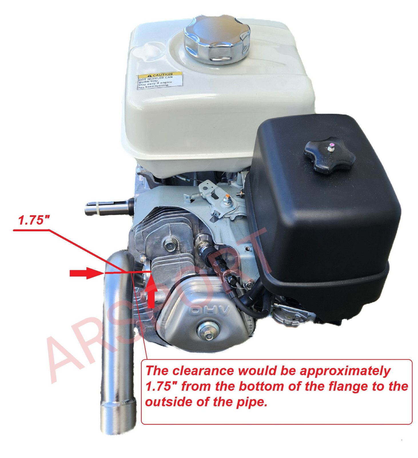 Low Exhaust Pipe 1" female thread for: Predator 301cc, Predator 420cc, GX 270