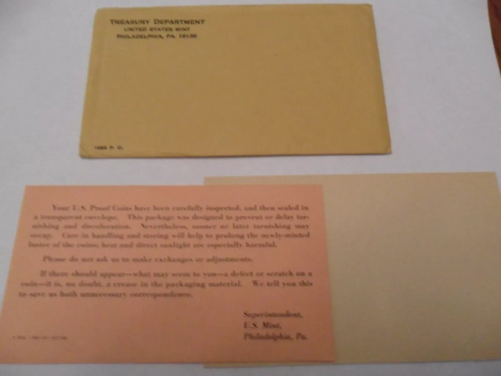 1964 Proof Set Envelope & COA, NO COINS