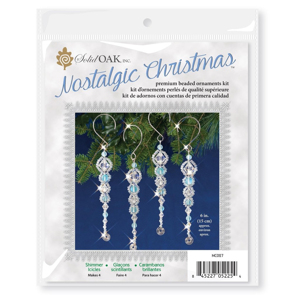 Solid Oak Beaded Ornament KIT, Shimmer Icicles Makes 4 (NCO27)