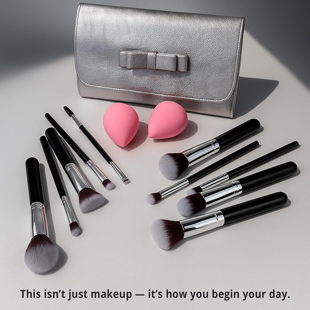 Makeup Brushes Set Premium Foundation Concealer Blush Bronzer Eye Shadow 10+2 PC