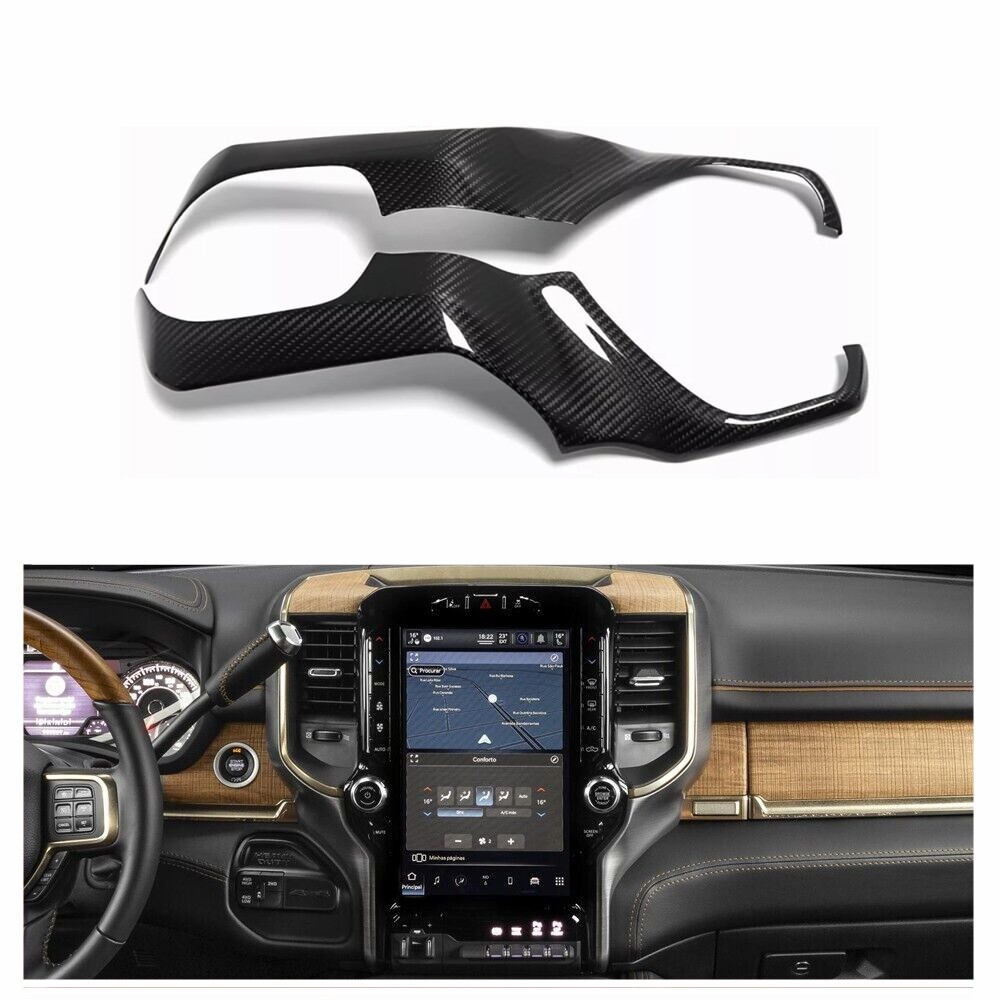 Center Console Navigation Screen Side Panel Trim Cover For Ram 1500 19-25Carbon