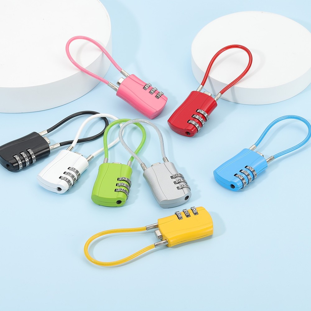 2 Pcs 3 Digit Luggage Cable Combination Lock with 5" Long Cable, Red