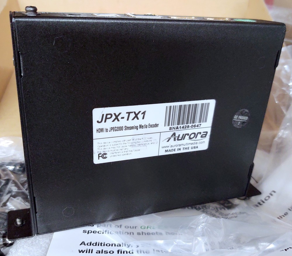 Aurora JPX-TX1 HDMI to JPEG2000 Streaming Media Encoder