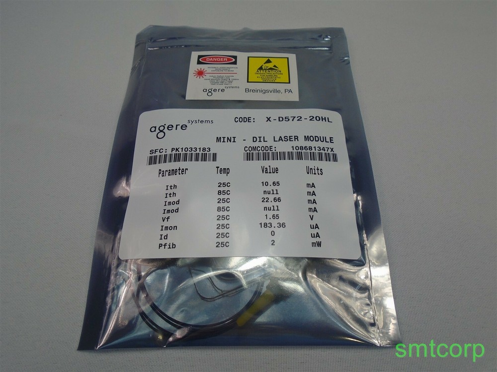 Agere Systems Fiber Optic Laser Module Part Number X-D572-20HL