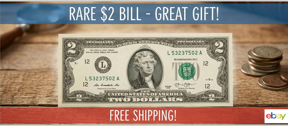 CRISP Uncirculated $2 Bill Two Dollar Note UNC Banknote COLLECTOR GRADE