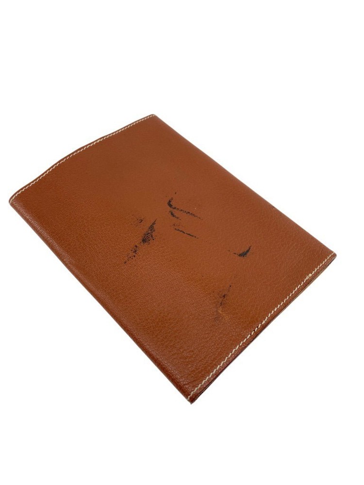 HERMES Leather Notebook Cover Diary Bar Brown Used