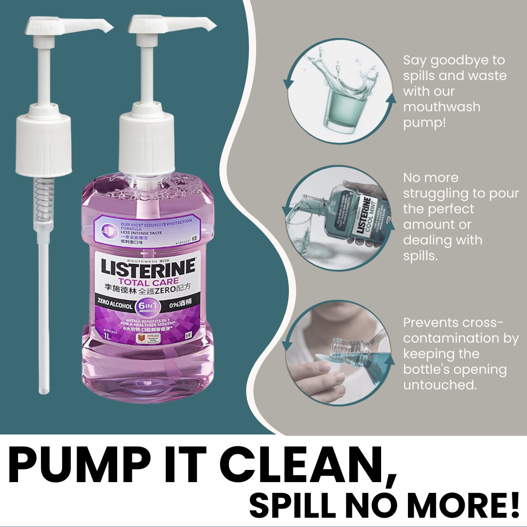 2-PK Listerine Mouthwash Pump for 1 to 1.5 Liters of Listerine Mouthwash Bottles