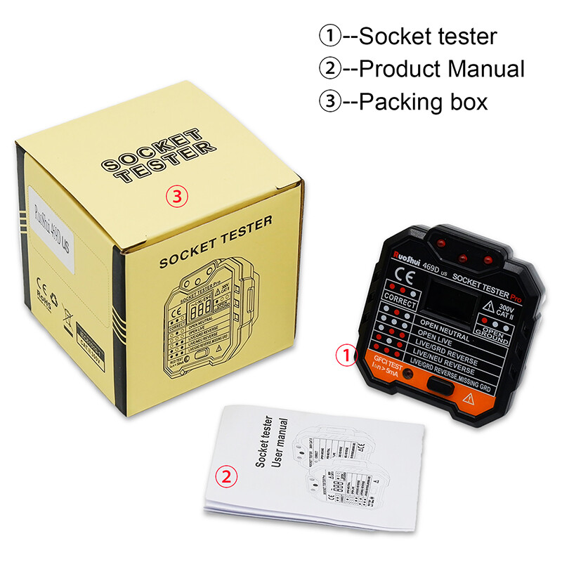 Socket Tester Electrical GFCI Receptacle Detector US Plug Tester LCD Display