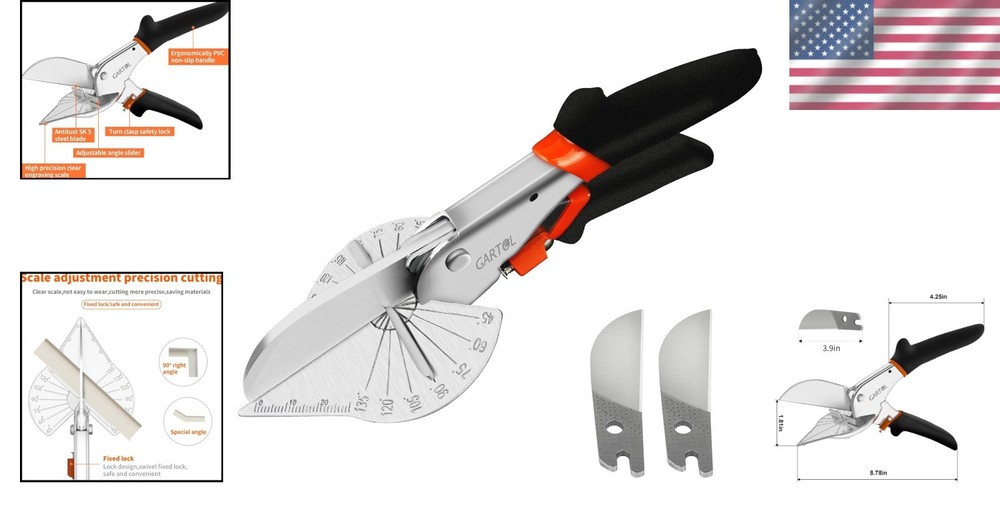 High-Precision Gartol Miter Shears for Fast, Clean Cuts - 45-135° Adjustment