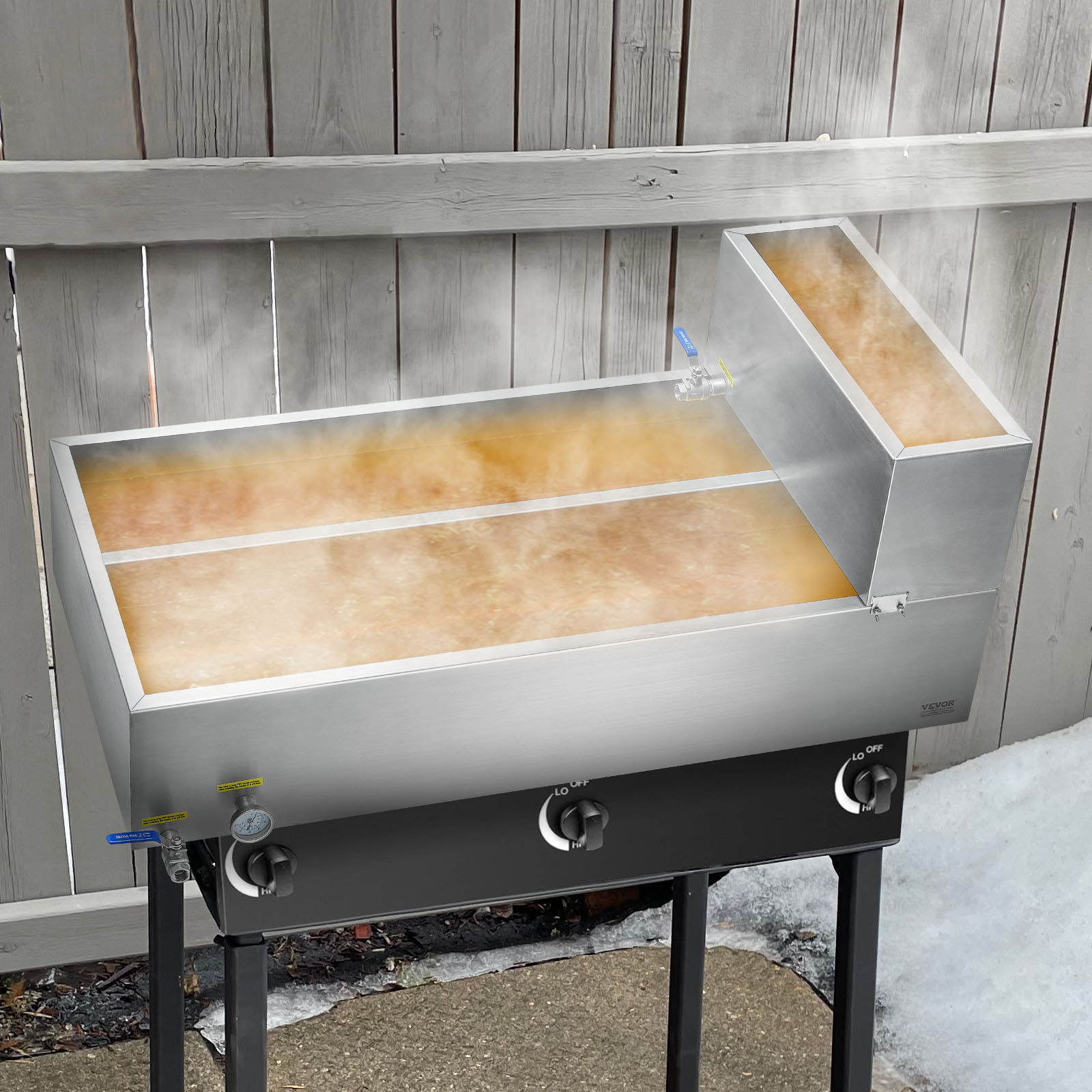 VEVOR 24x48x19 Maple Syrup Evaporator Pan Stainless with Valves and Thermometer