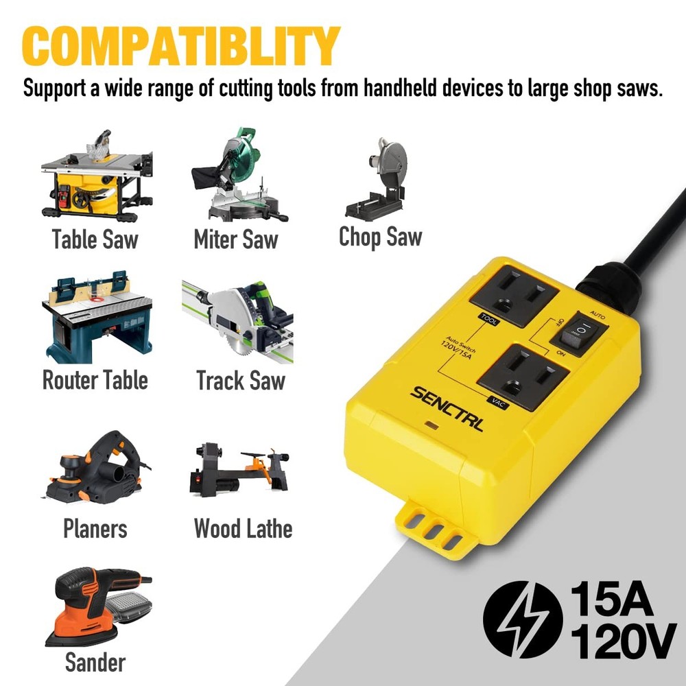 Automatic Vacuum Switch Allow Power Tool/Table Saw to Turn Vac Cleaner/Access...