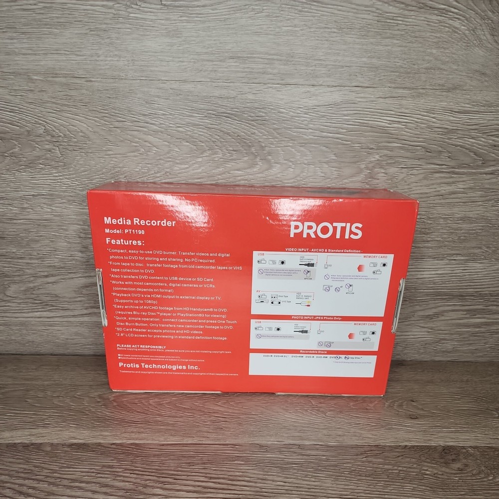 PROTIS Multi-function Media Recorder PT1190 DVD Recorder / Player HDMI USB A/V