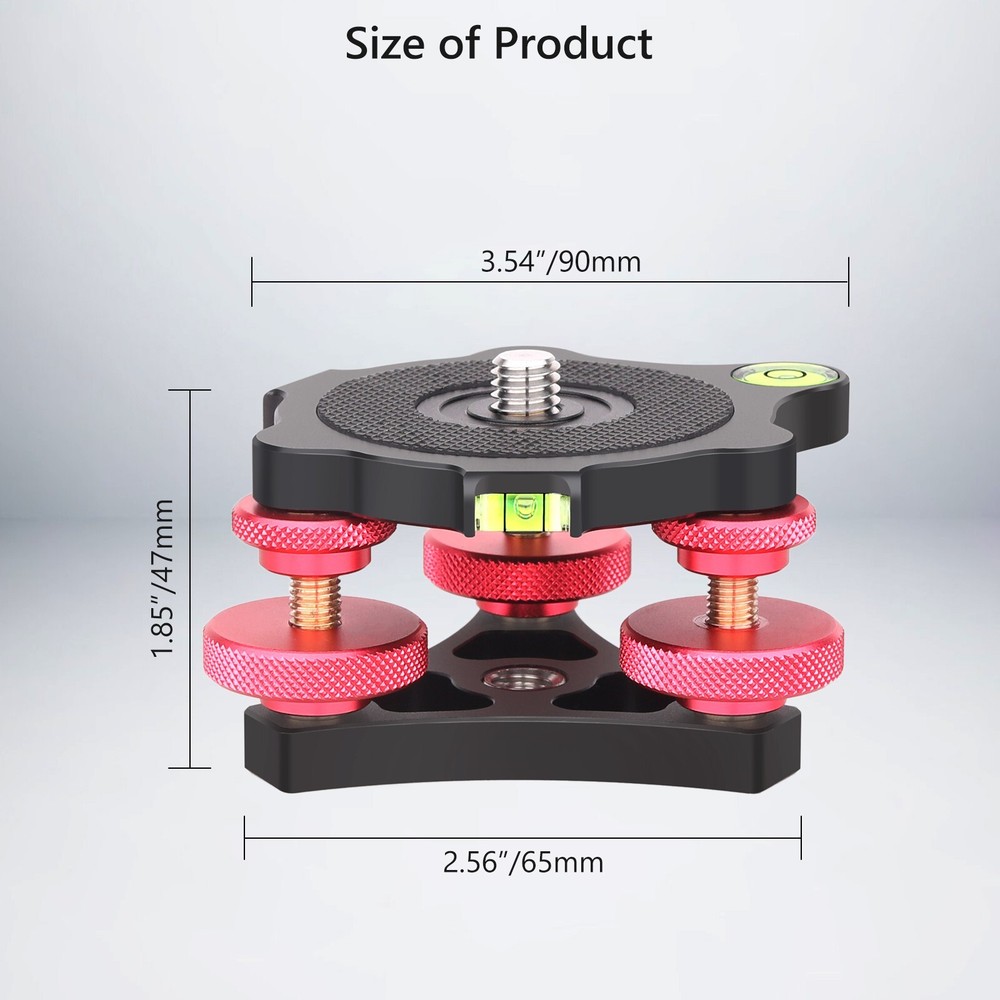 +/-5° Precision Adjustment Photography Tripod Leveler Tri-Wheel Leveling Base