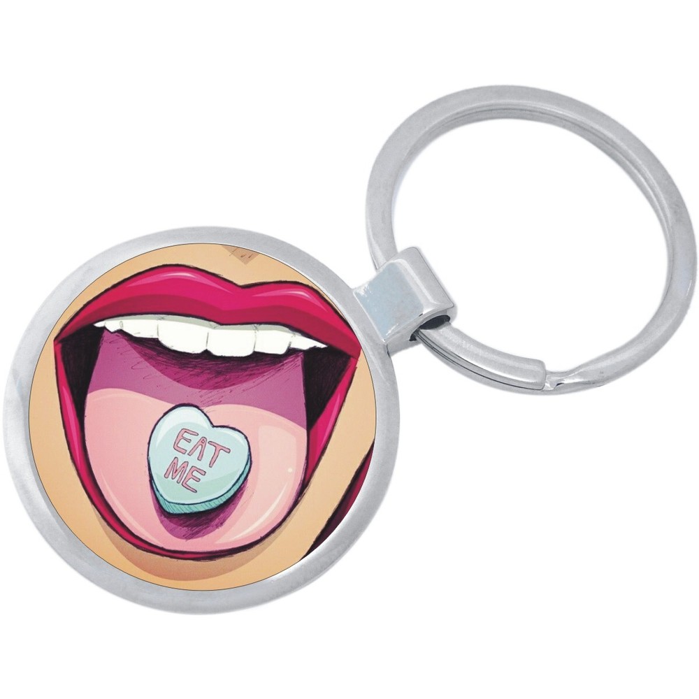 Eat Me Heart Candy Keychain - Includes 1.25 Inch Loop for Keys or Backpack