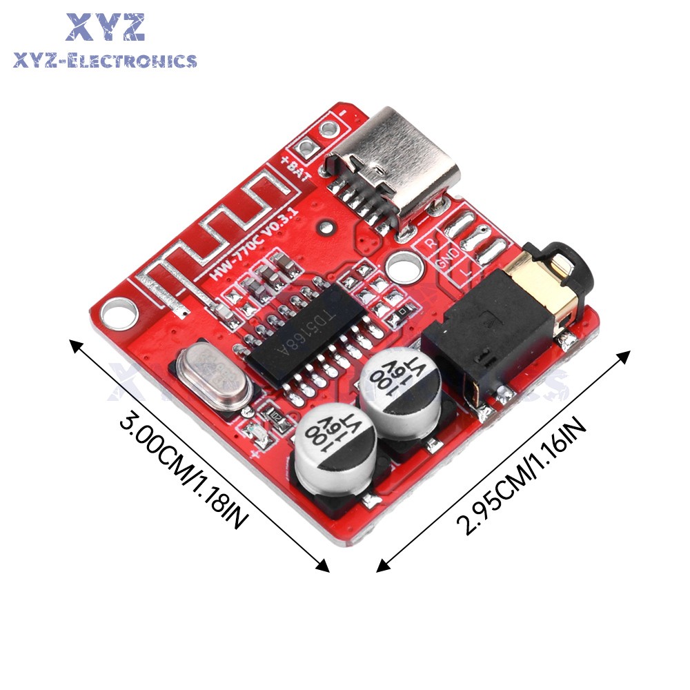 5pcs 3.7-5V Type-c Mini Bluetooth Audio Decoder Board MP3 Audio Receiver Module
