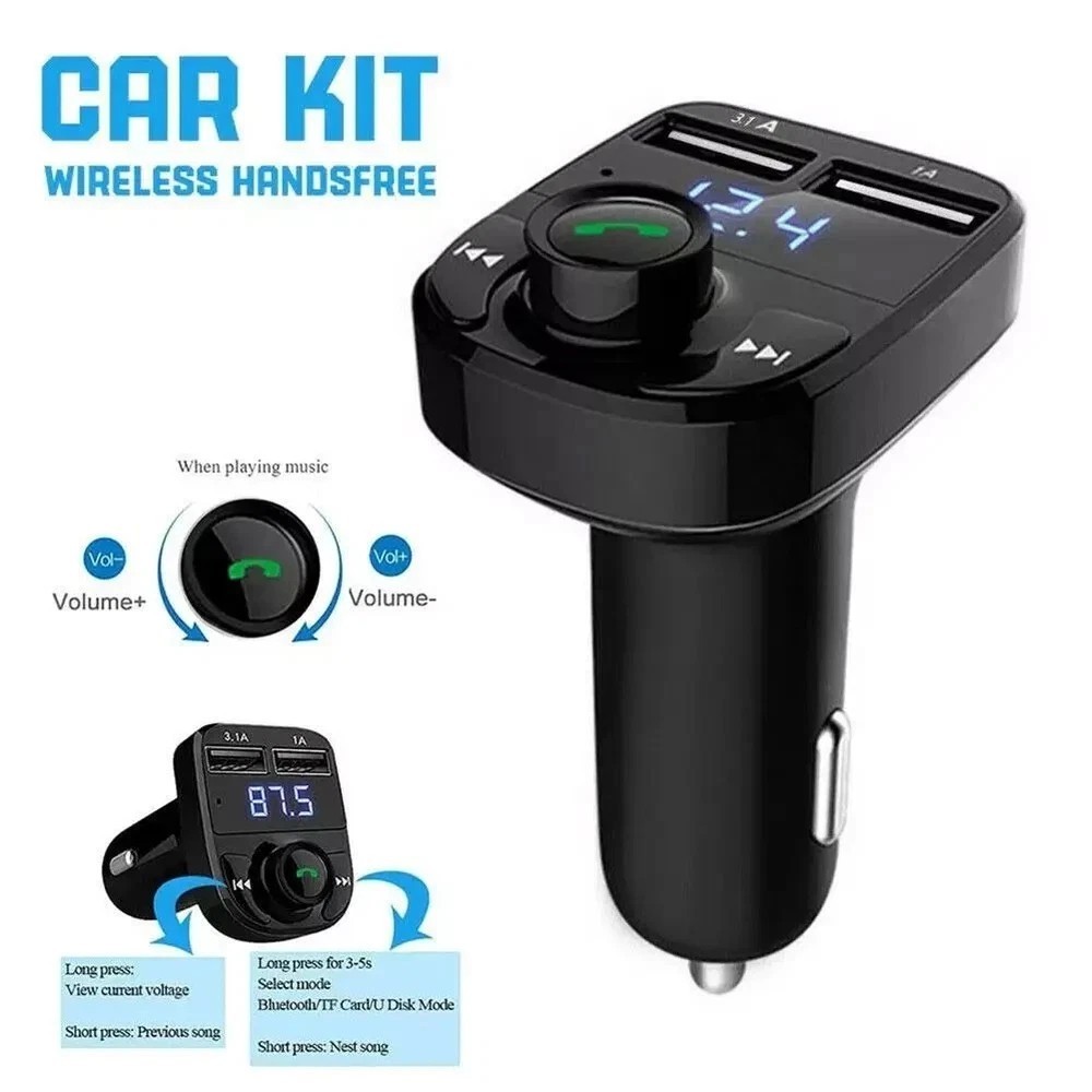 Bluetooth 5.0 Car Wireless FM Transmitter Adapter AUX Hands-Free 2USB PD Charger