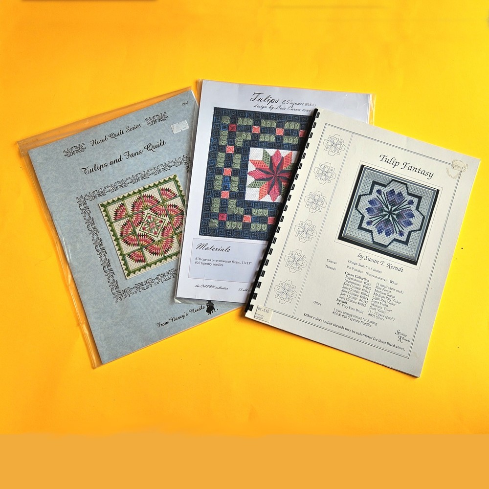 3 NEEDLEPOINT STITCH GUIDES:  TULIPS SPRING THEME  BM