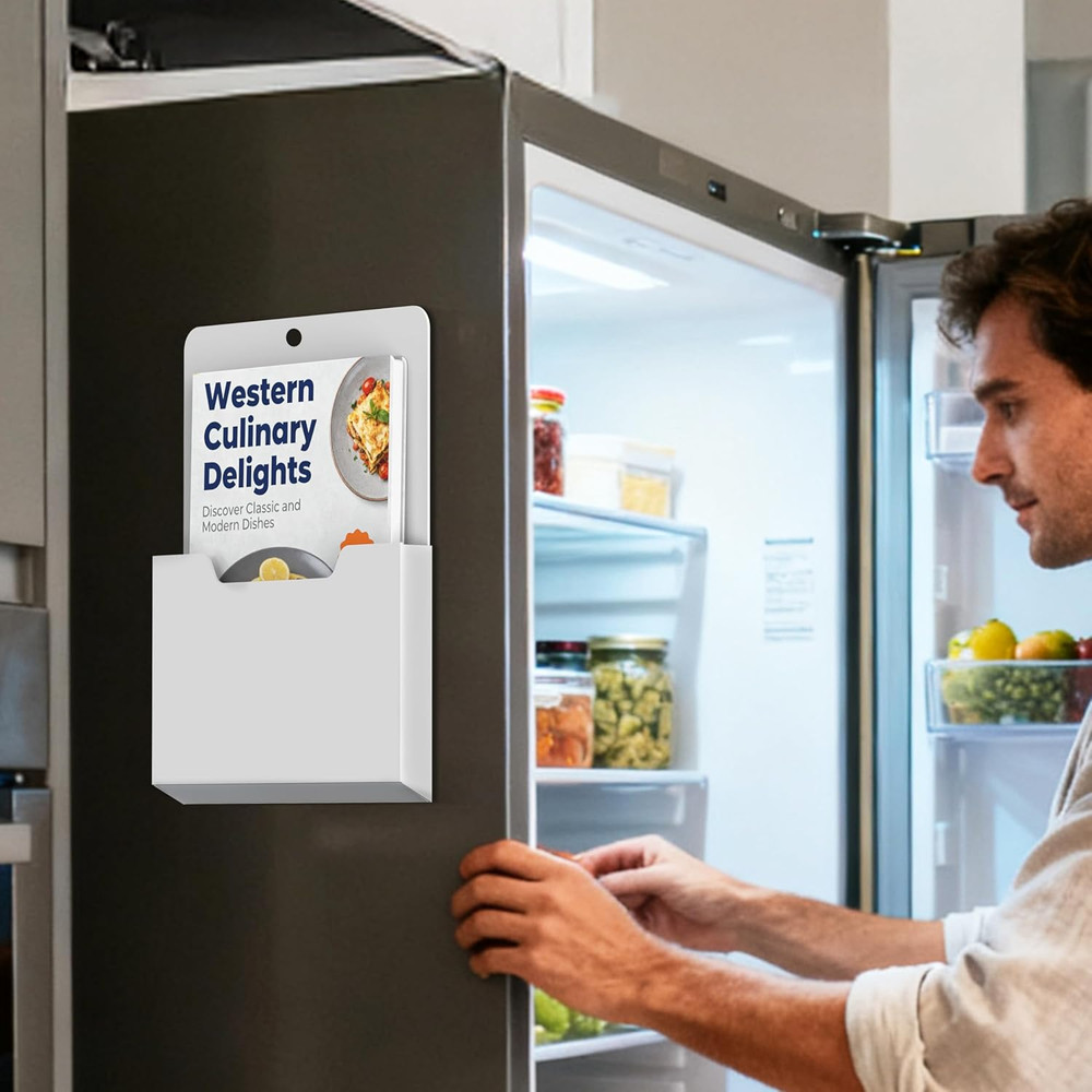 Magnetic File Holder, File Folder Desk Organizer for Wall, Powerful Magnetic Cli