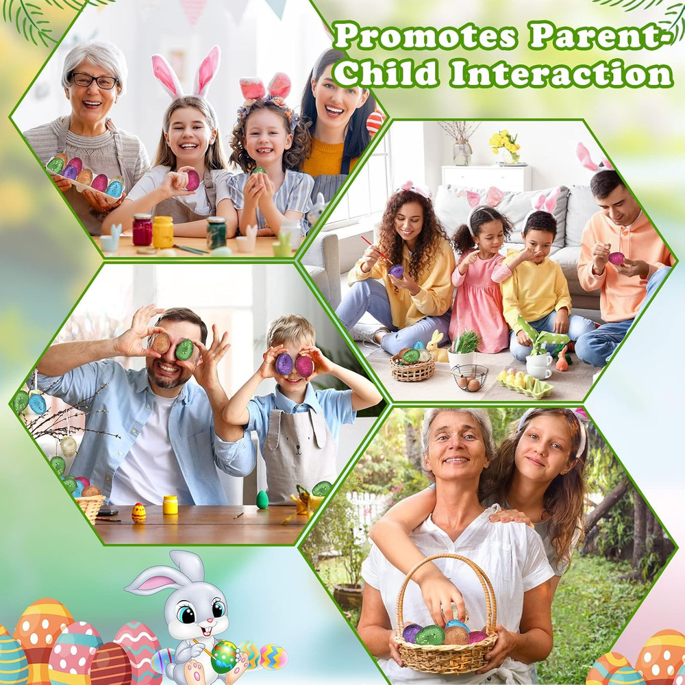60 Pcs Plastic Easter Eggs Glitter Easter Fillable Eggs Bulk Empty Surprise Eggs