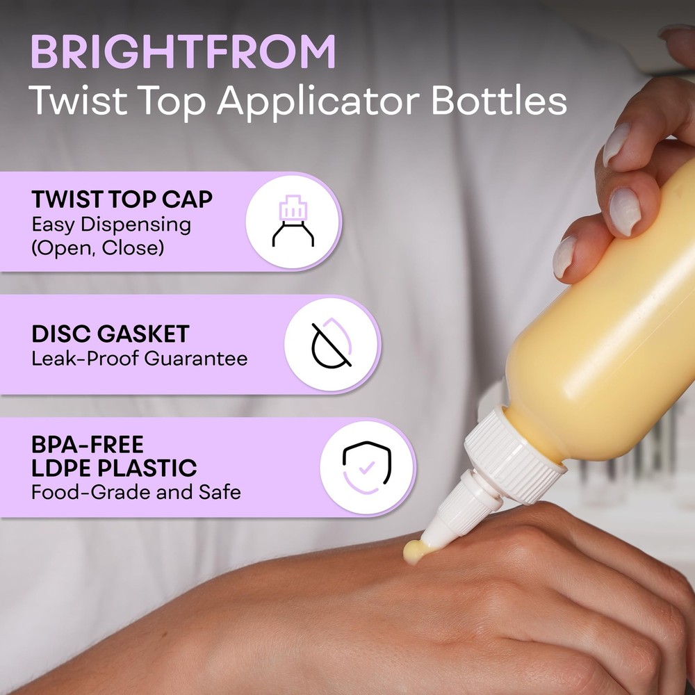 Twist Top Applicator Bottles 4 OZ - Refillable, Leak-Proof Squeeze 3 Pack