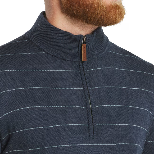 NEW FOOTJOY drirelease WOOL HEATHER STRIPE PULLOVER SWEATER, NAVY/BLUE, LARGE