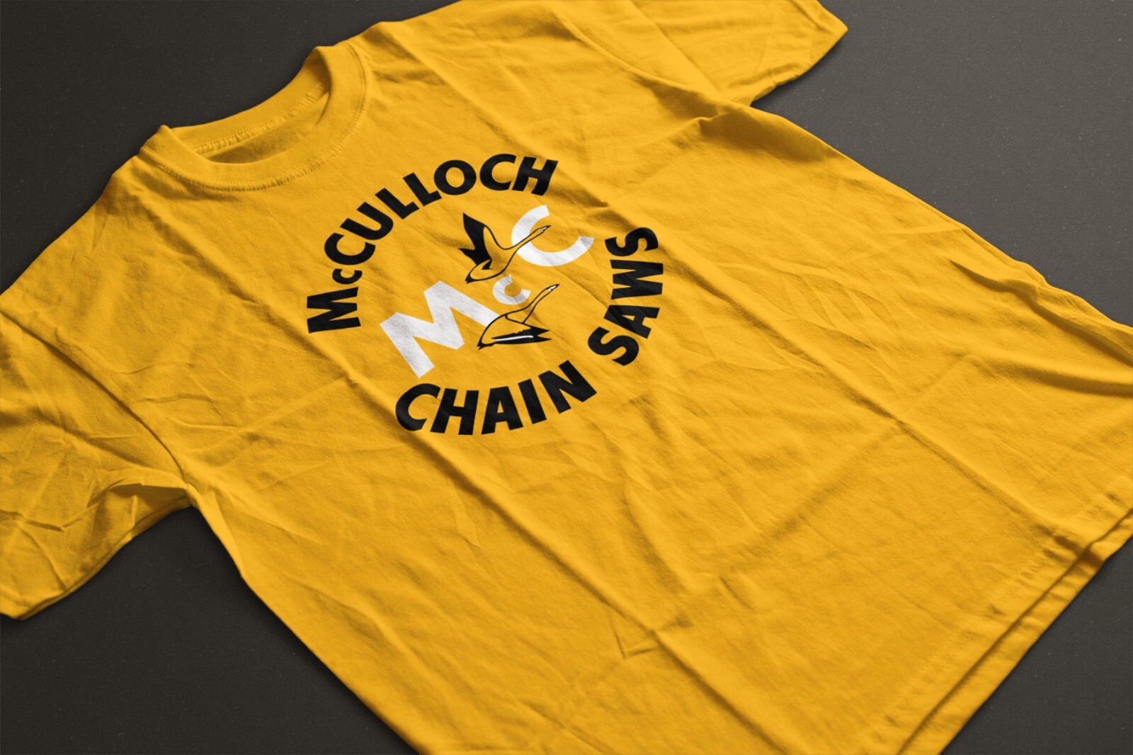 McCulloch Chain Saws Men's Gold T-Shirt Sizes S M L XL 2XL 3XL 4XL 5XL