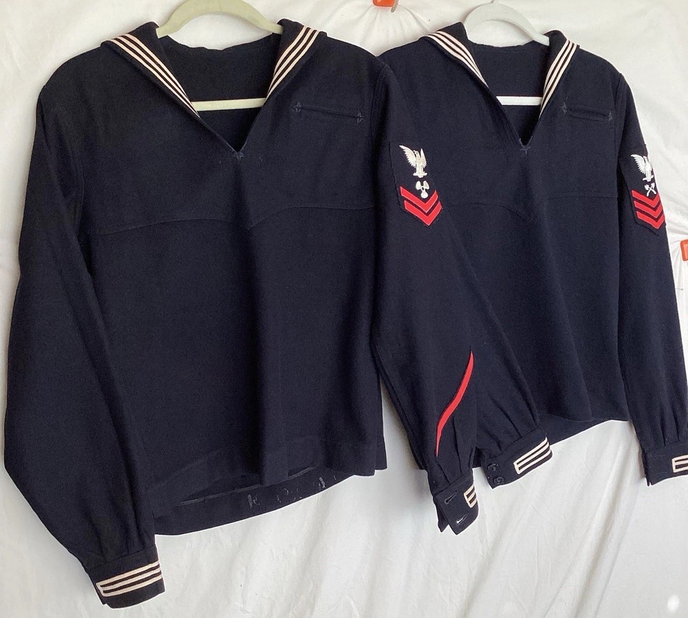2 USN Navy Wool Cracker Jacker Uniforms 1st Class Engineering Aide & Machinists