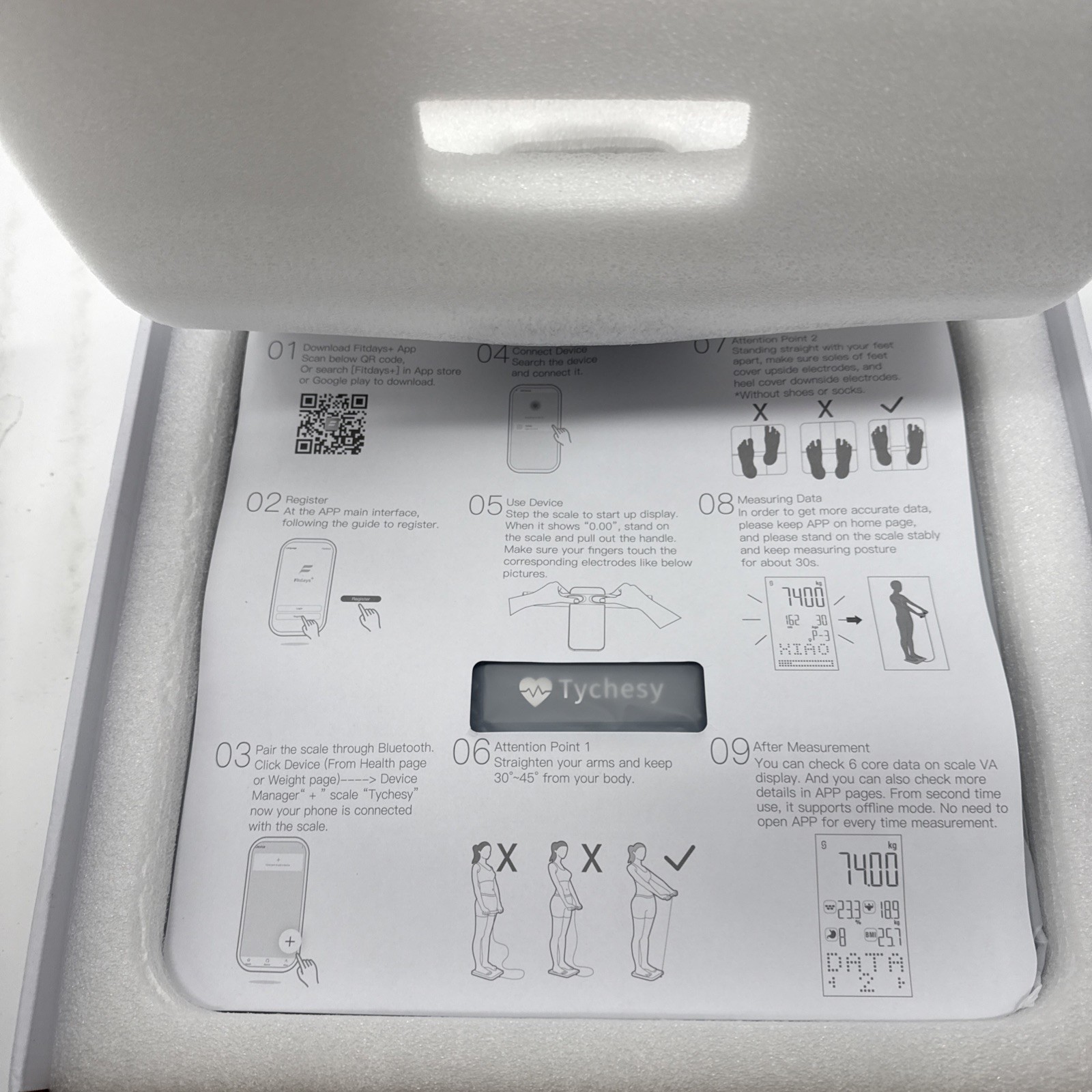 Tychesy Smart Body Health Scale, FI2419LB Medical Grade Analyzer, Black