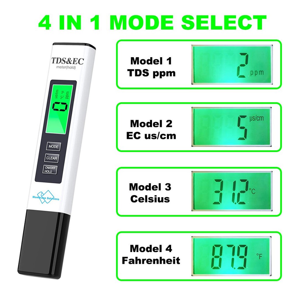 2PCS TDS Meter Digital Water Tester TDS,EC&Temperature Meter PPM Water Testing