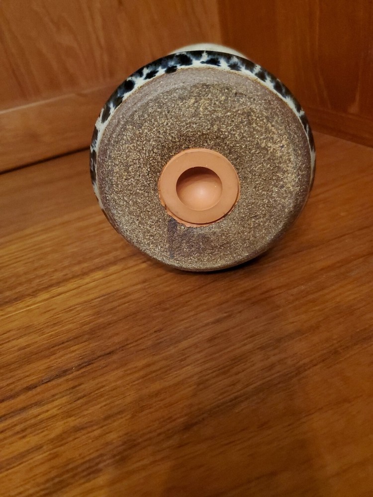 Signed Studio Art Pottery Cheese Shaker Speckled Blue & Tan