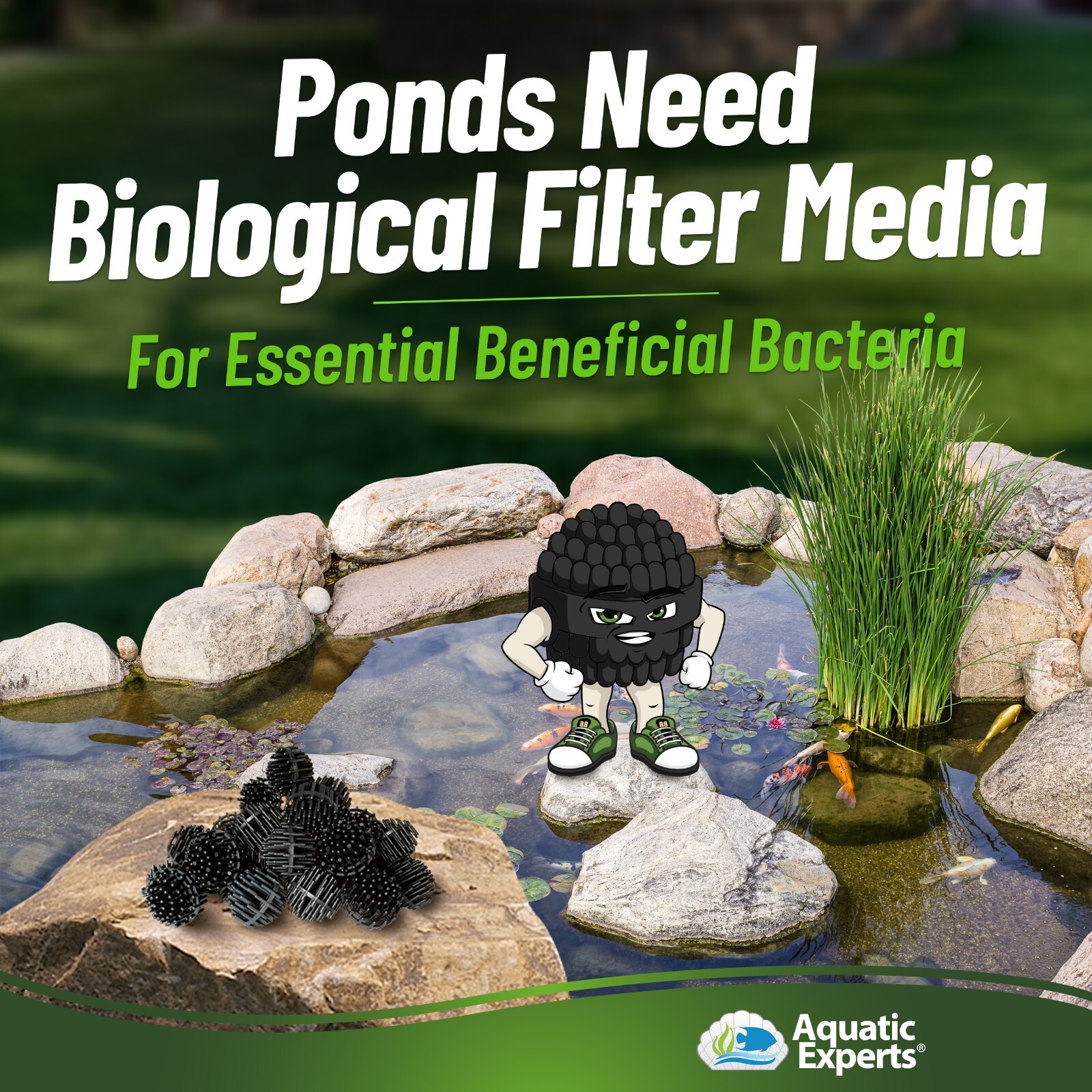 Bio Balls Filter Media for Large Aquarium Pond Filtration with Mesh Bag 1.5 Inch