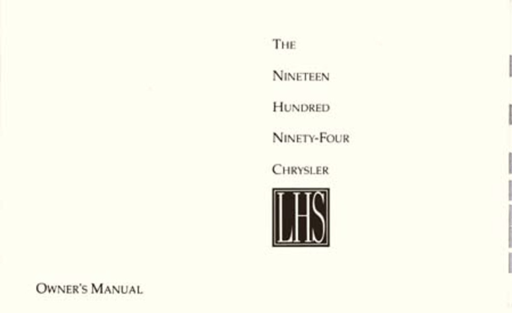 1994 Chrysler LHS Owner's Manual