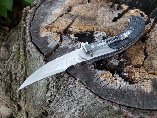 Black Silver Spring Assisted Pocket Knife Frame Lock Acid Etched EDC 6.2 oz