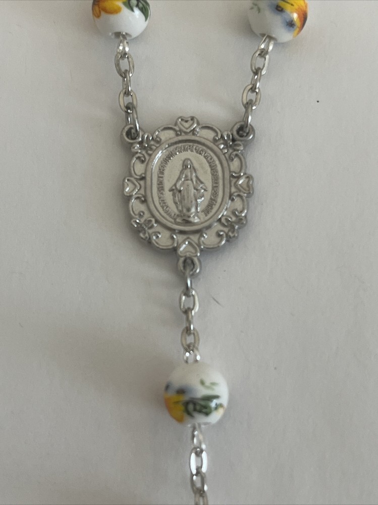 Sunflower Porcelain Prayer Catholic Rosary Beads