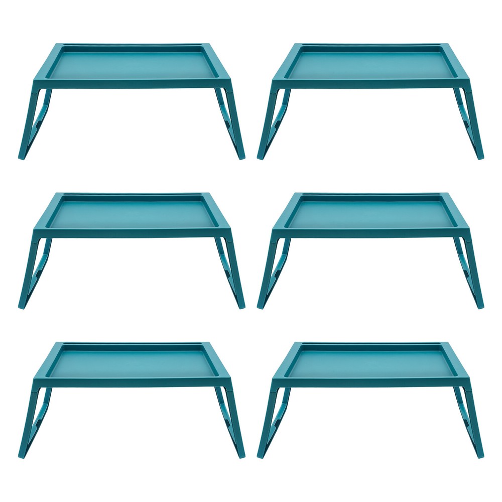 6pcs Lap Desks Blue Tray Folding Table Freestanding Foldable Laptop Desk Modern