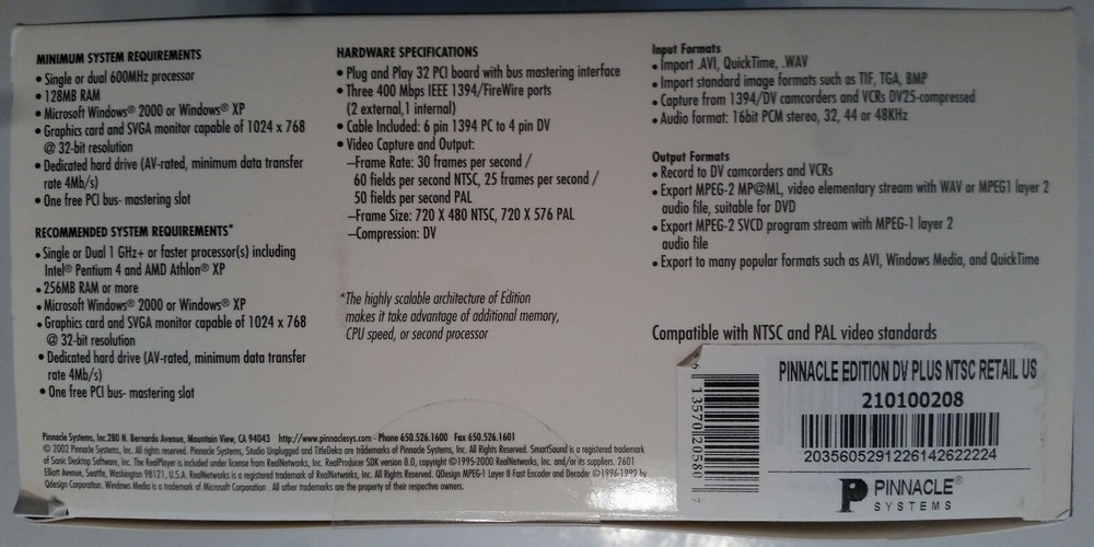 Pinnacle Edition DV (2002) Digital Video Editing & Publishing System - Very Rare