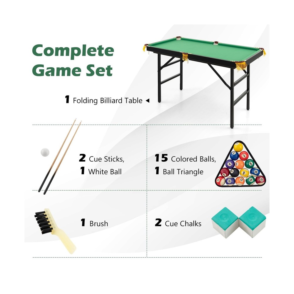 Goplus 48" Pool Table, Foldable Billiards Table with 2 Cue Sticks, 16 Balls, ...