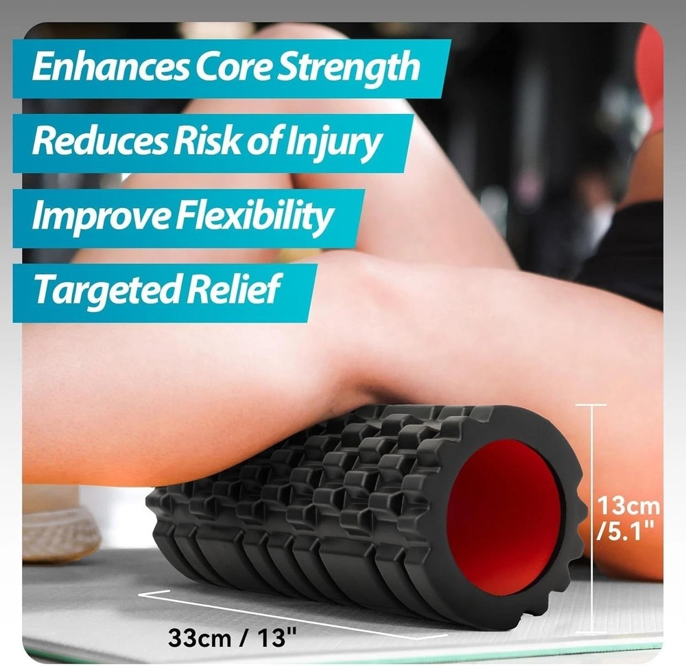 Foam Roller for Deep Tissue Massager, 13" High Density Exercise Patented Roll...