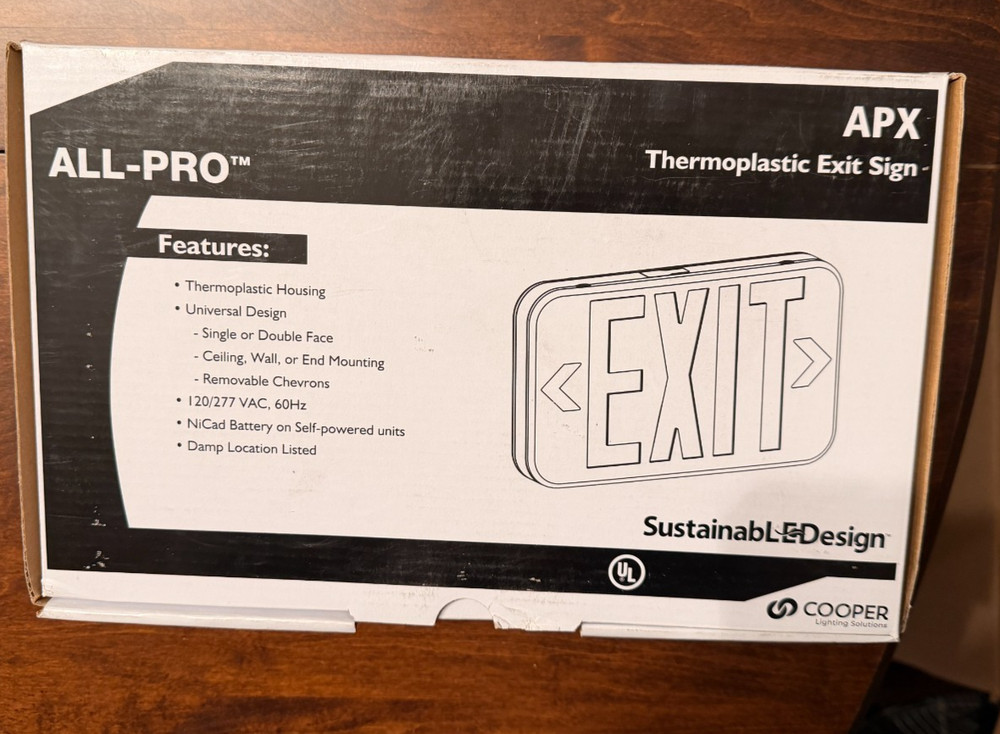 All Pro APX Thermoplastic Exit Sign Geen 2Pc- Front & Back