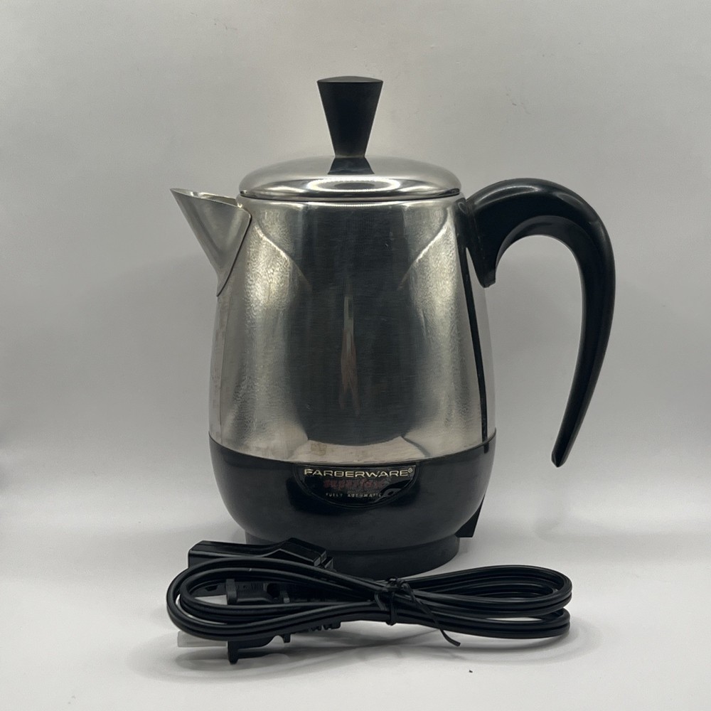Vtg Farberware Superfast 2-4 Cup Automatic Coffee Percolator & Cord Model 134