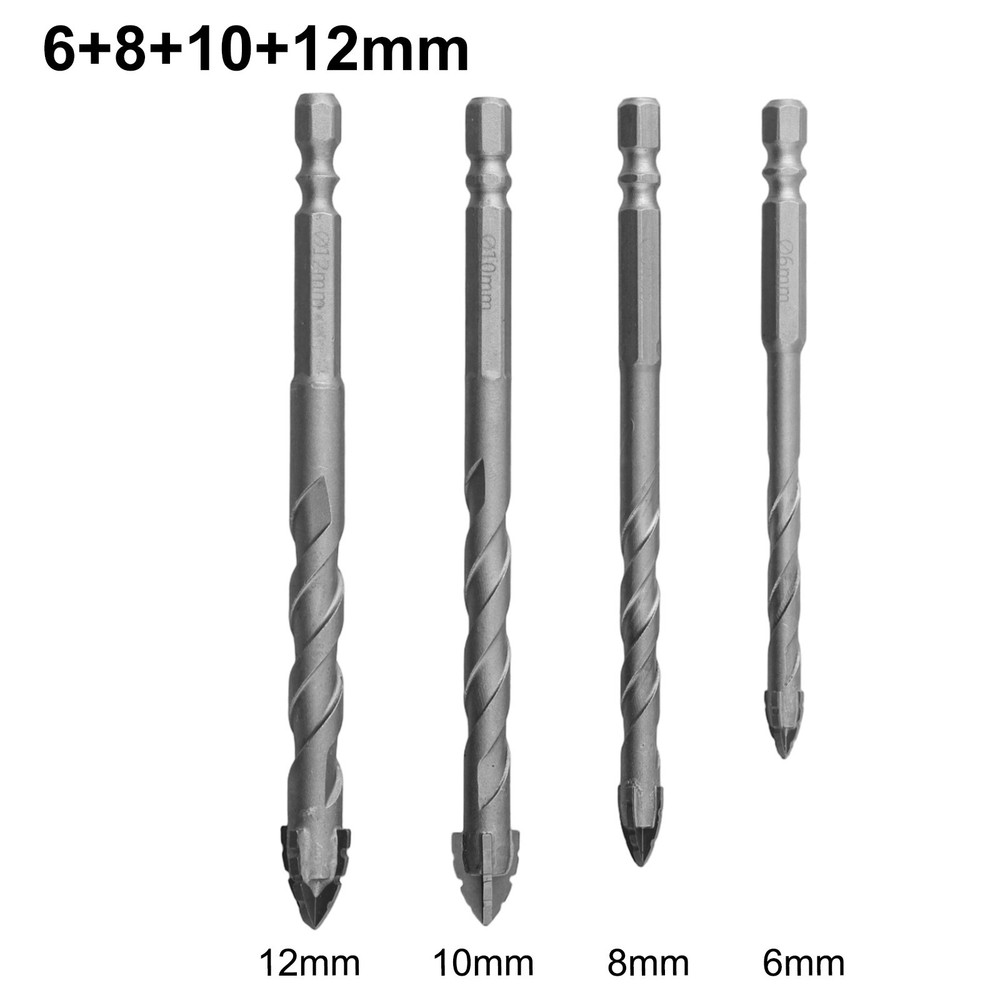 4pcs Four-Flute Eccentric Drill Drilling Glass Tile Punching Triangle Drill bit