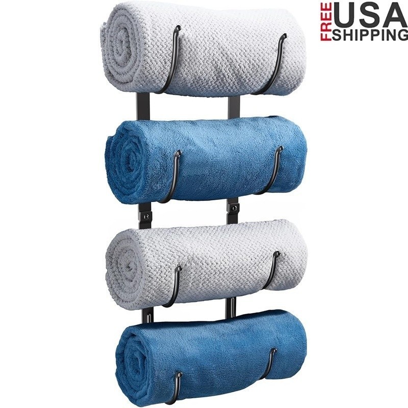 Wall Mounted Towel Rack Customizable Width Space Saving Towel Organizer Bathroom